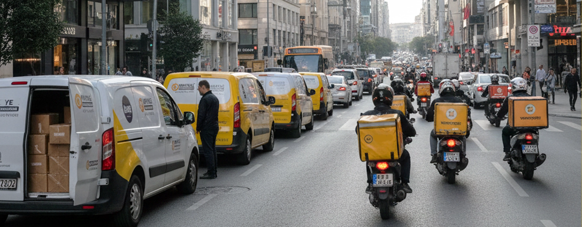 Şehir içi trafikte çalışan kurye ve motokuryeler
