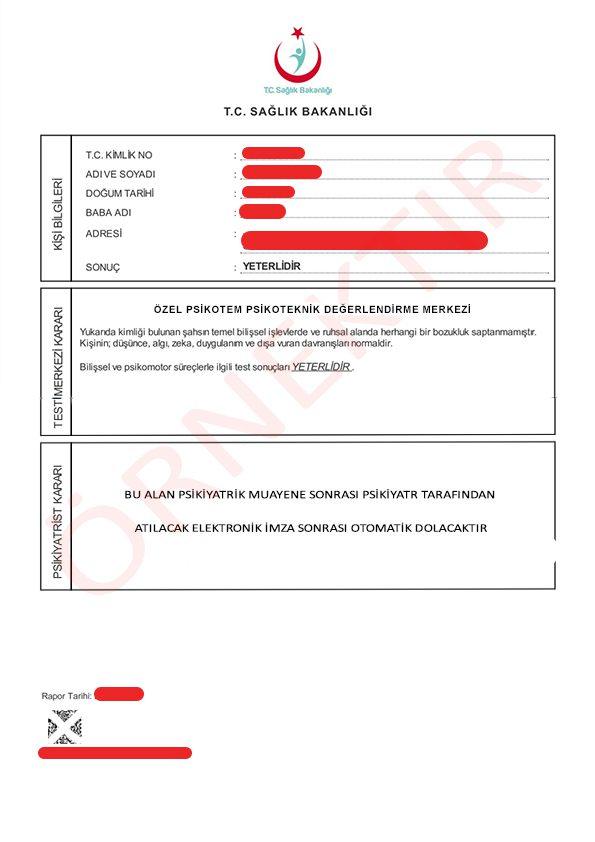 psikoteknik raporu